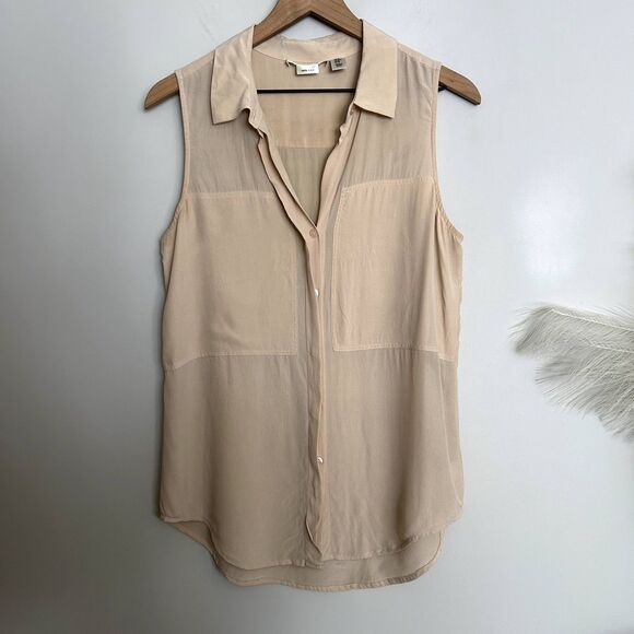 Max Studio 100% Silk Collared Blouse - Picture 1 of 6